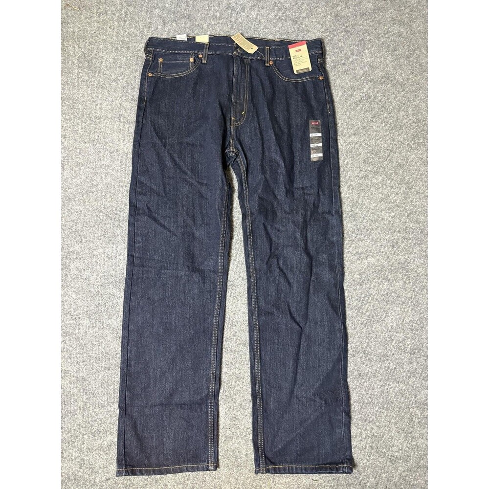 Levi's 505 Jeans Mens 40x34 Blue Straight Regular Fit Denim Dark Wash Casual